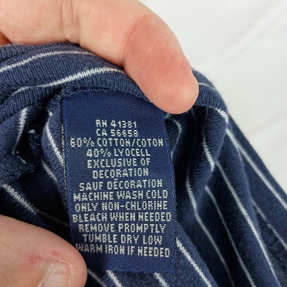 2/$30 Ralph Lauren Fitted Cap Sleeve Tee in Blue and White Nautical-(#548) - Picture 3 of 6